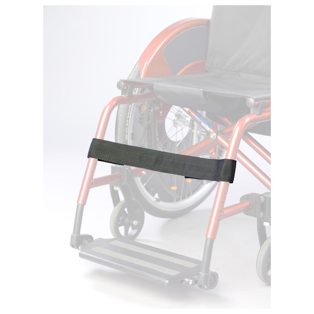 Rolko Calf Strap with Hook & Loop — standard, on wheelchair