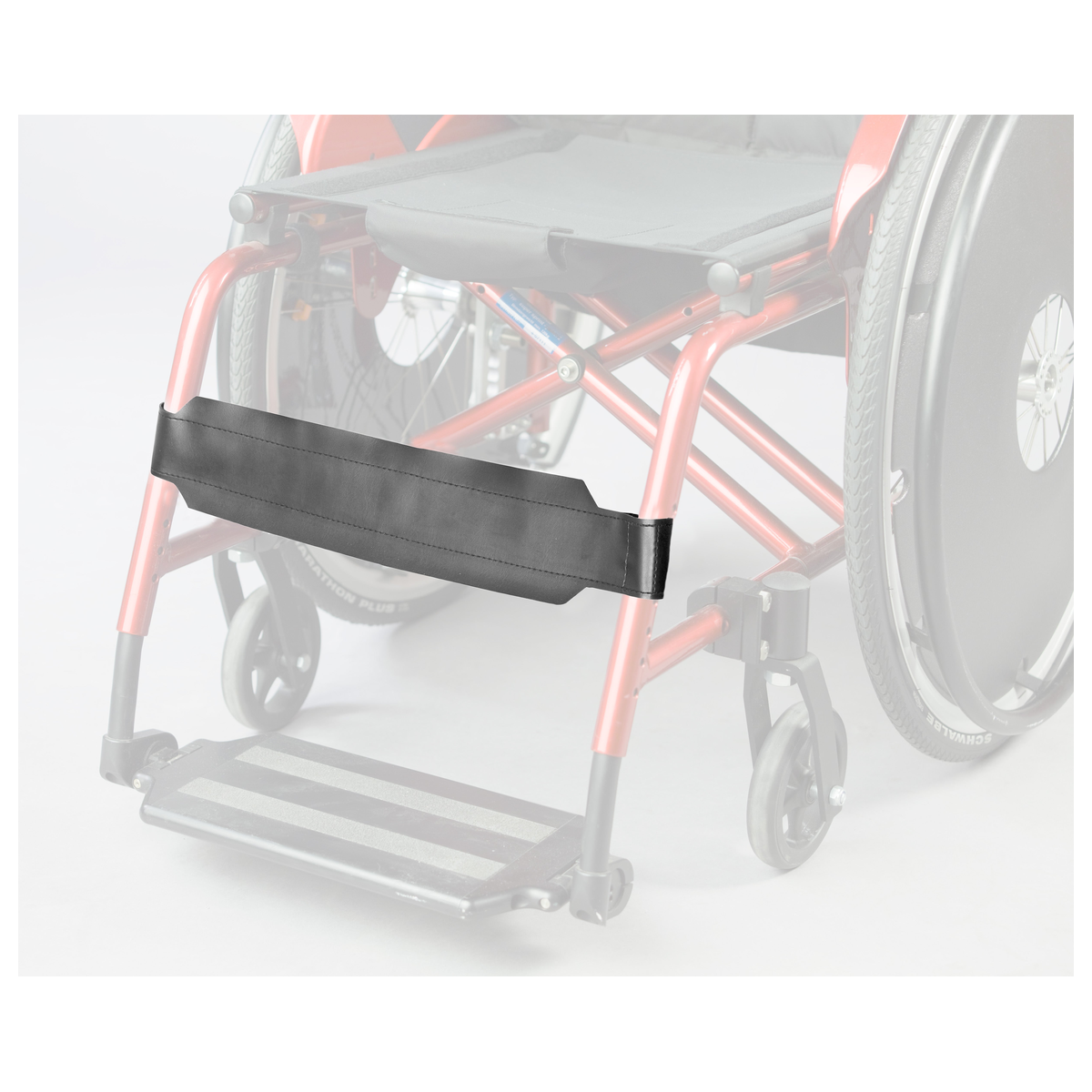 Rolko Calf Strap with Hook & Loop — smooth, on wheelchair
