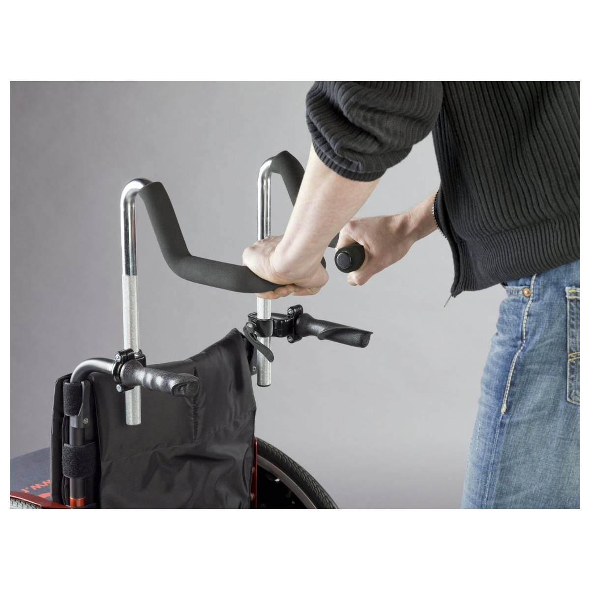 Rolko Easy Push Handle Elevations — height adjustment in use