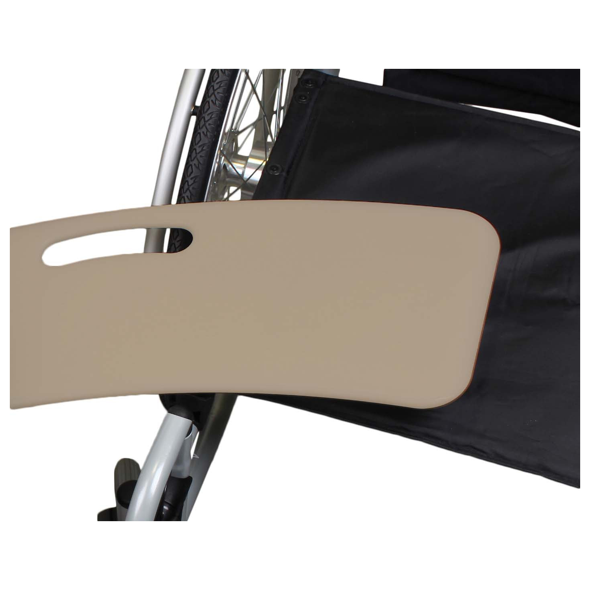 Rolko EasyTRANSFER Board — mounted on wheelchair