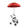 Rolko PROTEKTOR Wheelchair & Walker Umbrella — red, mounted on rollator