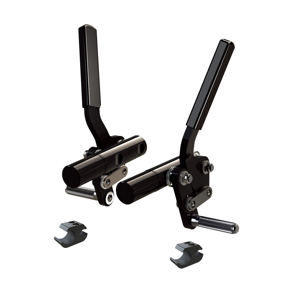 Rolko Aluminum Parking Brake — left & right lever set with mounting clamps