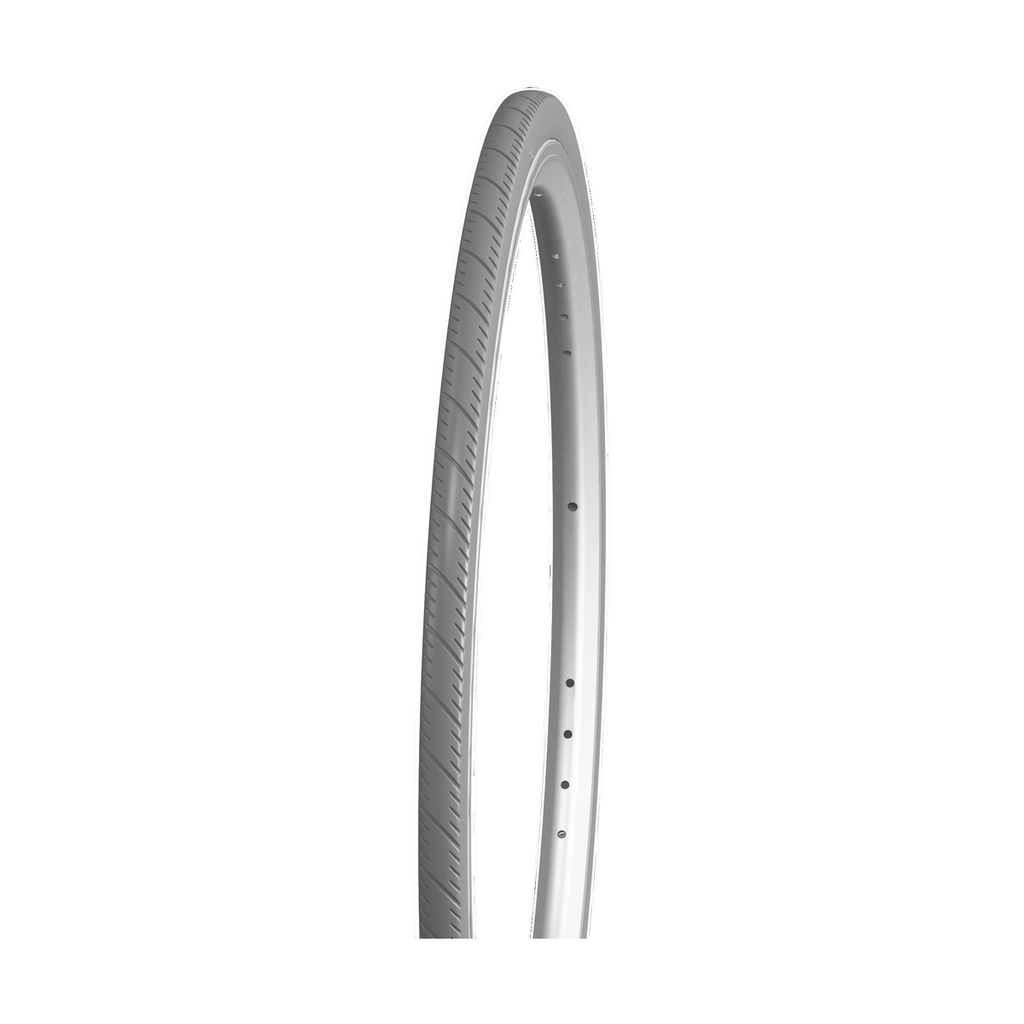 Rolko PU Solid Tire — R-418 ProSpeed — grey, mounted on rim