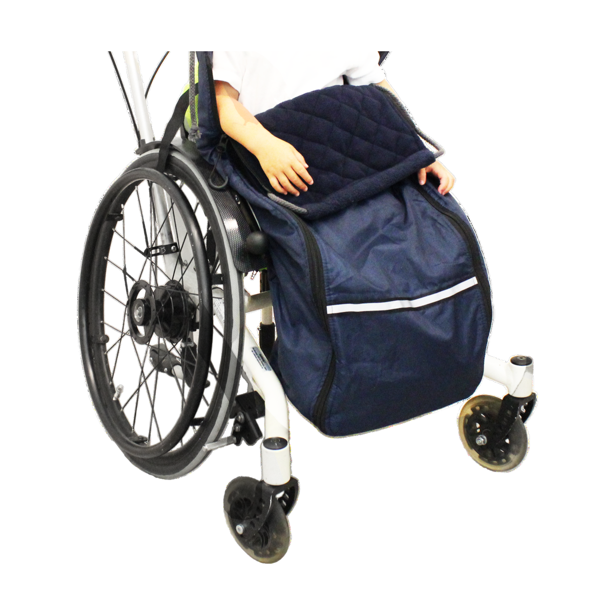 Rolko Thermo Body Warmer Child — in use on wheelchair